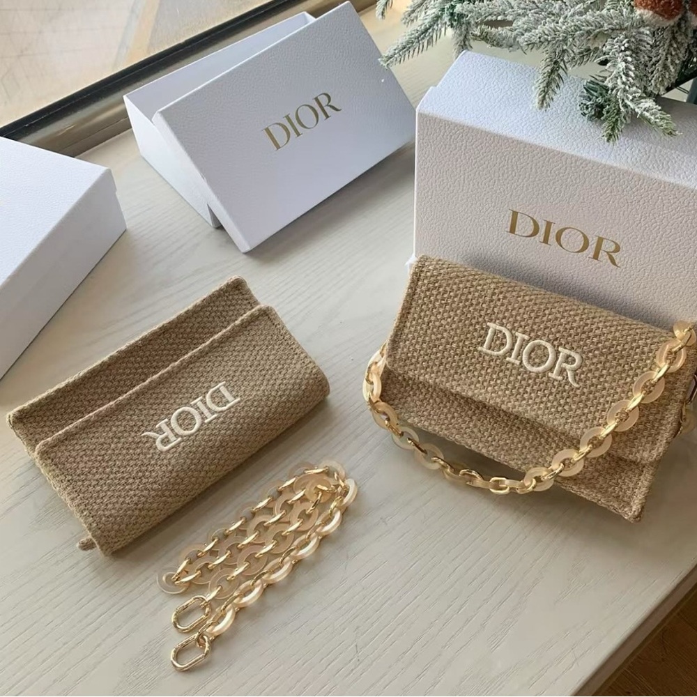 Dior Raffia Straw Bag Acrylic shoulder strap - Picture 11 of 13